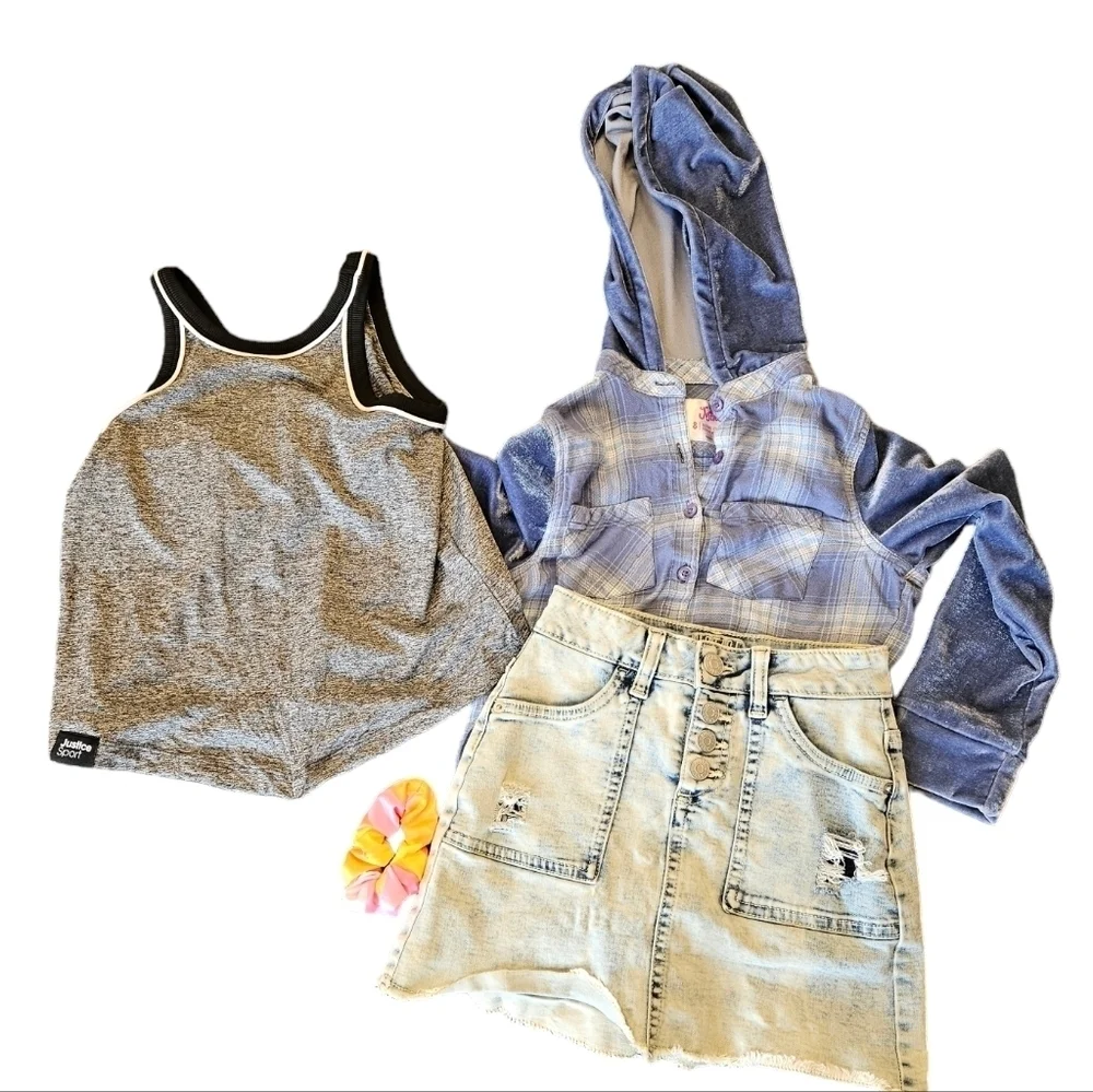 Justice Girls Bundle Lot Tops Skirt 3 pieces